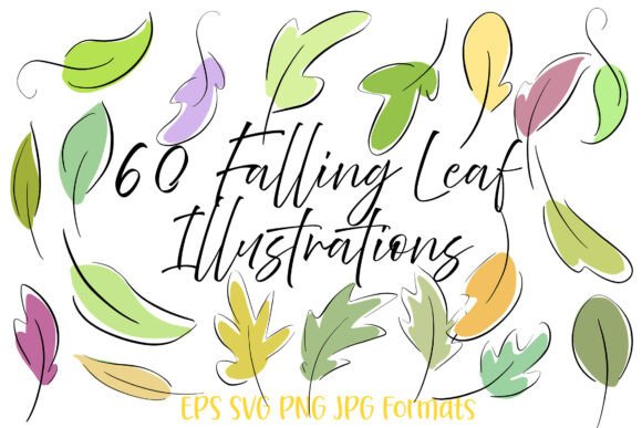 60 Falling Leaf Illustration Collection: A Graphic Design Asset for Autumn Creations