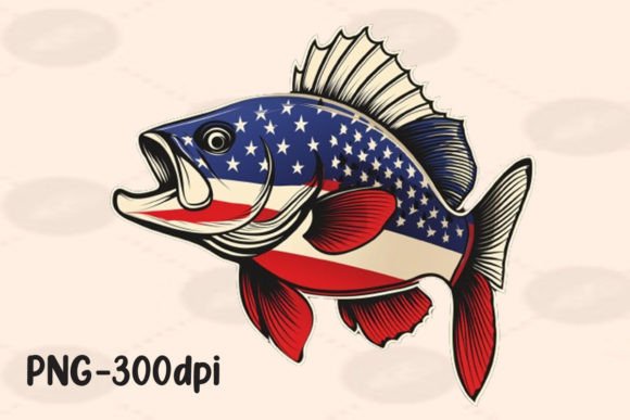 Bass Fish American Flag Fishing PNG: A Strong Graphic Design Asset for Creative Branding