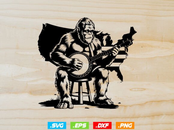 Bigfoot Yeti Sasquatch Banjo Player SVG: Graphics and Crafts Fun
