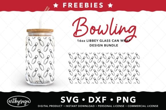 Bowling Libbey Glass Can SVG Freebies for Handmade Creations
