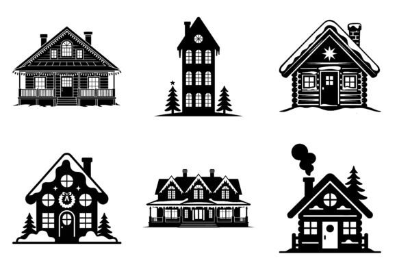 Christmas House Silhouette Vector Bundle Review for Real Projects