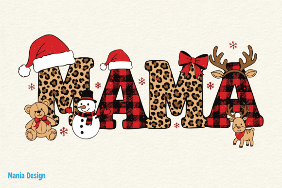 Christmas Mama Leopard Plaid PNG for Crafts and Graphics
