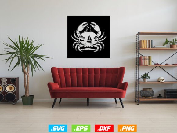 Crab Ocean Scene SVG, Crab Silhouette