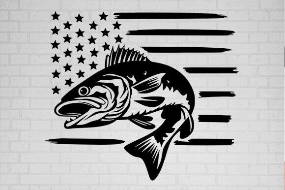 Fishing Svg Flag, USA Bass Fish: Graphics & Crafts