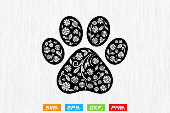 Floral Dog Paw SVG for Crafts and Graphics Projects