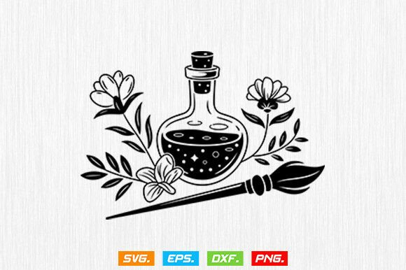 Floral Potion Bottle SVG: A Versatile Graphic Design Asset for Crafts and Branding