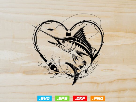 Marlin Fish and Anchor Svg: Graphics for Crafts