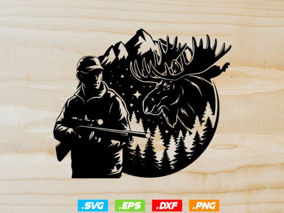 Moose Hunting Scene SVG: Graphics for Crafts