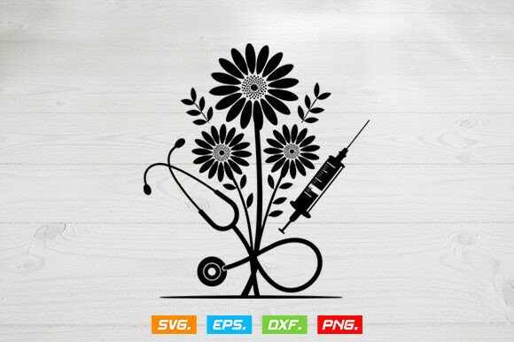 Nurse Svg, Stethoscope Floral SVG: A Graphic Design Asset for Crafts and Creative Projects