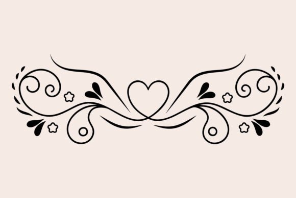 Valentine Doodle Heart Ornate Swirls