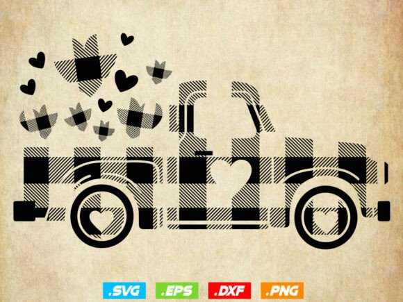 VALENTINE S DAY TRUCK Svg, Buffalo Plaid – A Bold Design Asset for Crafts and Graphics