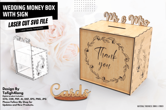 Wedding Money Box with Sign – Laser Cut Freebie for Branding