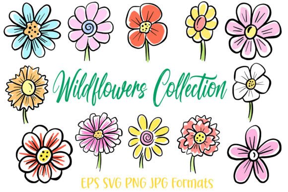 Wildflowers Flower Illustration: A Fresh Embroidery Design for Spring Projects