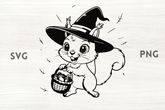 Witchy Fall Squirrel: A Spooky Graphic Design Asset for Crafters and Content Creators